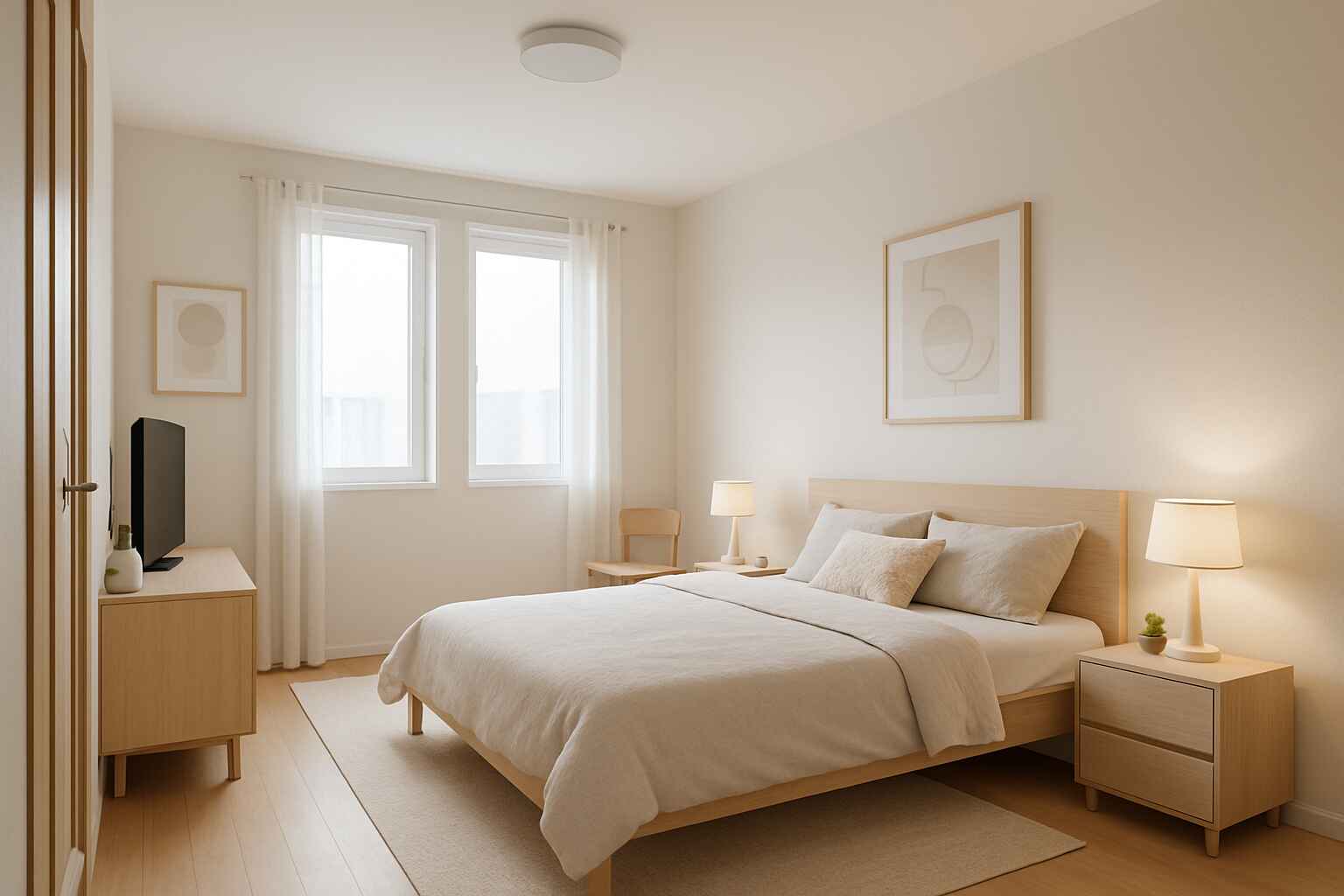 Chambre minimaliste lumineuse et apaisante