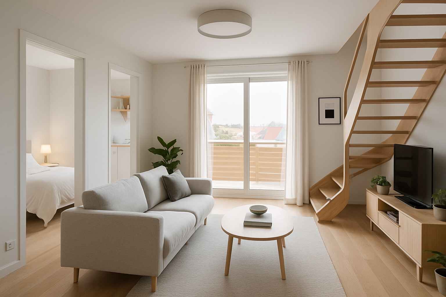 Salon moderne lumineux et épuré